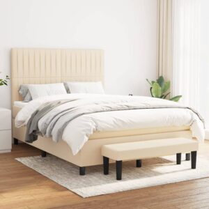 Κρεβάτι Boxspring με Στρώμα Κρεμ 140x200 εκ. Υφασμάτινο