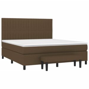 Κρεβάτι Boxspring με Στρώμα Σκούρο Καφέ 160x200 εκ Υφασμάτινο