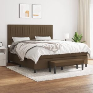 Κρεβάτι Boxspring με Στρώμα Σκούρο Καφέ 160x200 εκ Υφασμάτινο