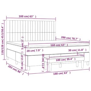 Κρεβάτι Boxspring με Στρώμα Σκούρο Καφέ 160x200 εκ Υφασμάτινο