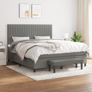 Κρεβάτι Boxspring με Στρώμα Σκούρο Γκρι 180x200 εκ Υφασμάτιν