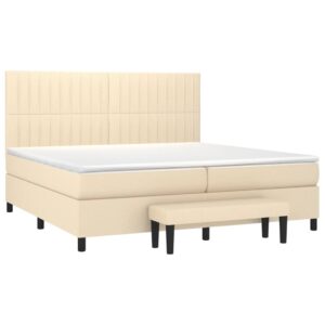 Κρεβάτι Boxspring με Στρώμα Κρεμ 200x200 εκ. Υφασμάτινο