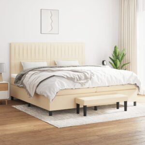 Κρεβάτι Boxspring με Στρώμα Κρεμ 200x200 εκ. Υφασμάτινο