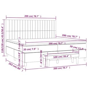 Κρεβάτι Boxspring με Στρώμα Κρεμ 200x200 εκ. Υφασμάτινο