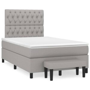 Κρεβάτι Boxspring με Στρώμα Ανοιχτό Γκρι 120x200 εκ. Υφασμάτινο