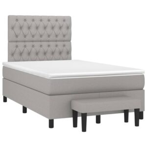 Κρεβάτι Boxspring με Στρώμα Ανοιχτό Γκρι 120x200 εκ. Υφασμάτινο