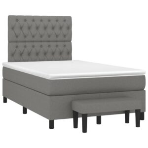 Κρεβάτι Boxspring με Στρώμα Σκούρο Γκρι 120x200 εκ. Υφασμάτινο