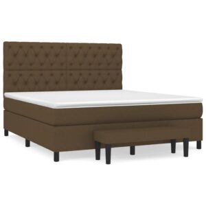 Κρεβάτι Boxspring με Στρώμα Σκούρο Καφέ 160x200 εκ Υφασμάτινο