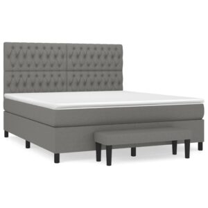 Κρεβάτι Boxspring με Στρώμα Σκούρο Γκρι 180x200 εκ Υφασμάτιν