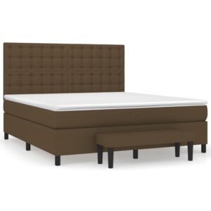 Κρεβάτι Boxspring με Στρώμα Σκούρο Καφέ 160x200 εκ Υφασμάτινο