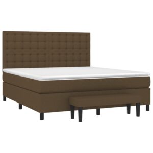 Κρεβάτι Boxspring με Στρώμα Σκούρο Καφέ 160x200 εκ Υφασμάτινο