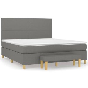 Κρεβάτι Boxspring με Στρώμα Σκούρο Γκρι 180x200 εκ Υφασμάτιν