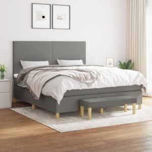 Κρεβάτι Boxspring με Στρώμα Σκούρο Γκρι 180x200 εκ Υφασμάτιν