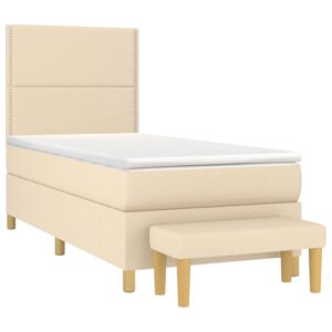 Κρεβάτι Boxspring με Στρώμα Κρεμ 80 x 200 εκ. Υφασμάτινο