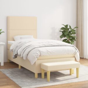 Κρεβάτι Boxspring με Στρώμα Κρεμ 80 x 200 εκ. Υφασμάτινο