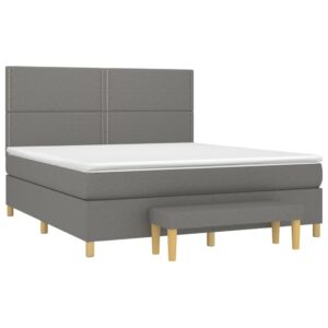 Κρεβάτι Boxspring με Στρώμα Σκούρο Γκρι 180x200 εκ Υφασμάτιν