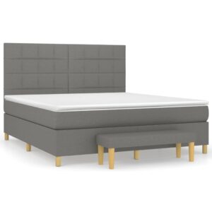 Κρεβάτι Boxspring με Στρώμα Σκούρο Γκρι 180x200 εκ Υφασμάτιν