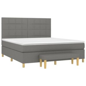 Κρεβάτι Boxspring με Στρώμα Σκούρο Γκρι 180x200 εκ Υφασμάτιν