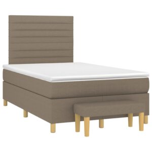 Κρεβάτι Boxspring με Στρώμα Taupe 120x200 εκ. Υφασμάτινο