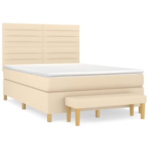 Κρεβάτι Boxspring με Στρώμα Κρεμ 140x200 εκ. Υφασμάτινο