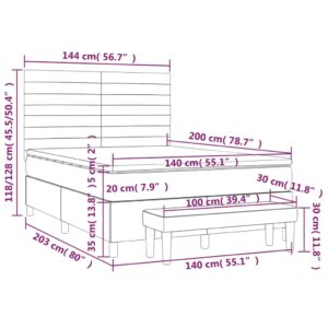 Κρεβάτι Boxspring με Στρώμα Κρεμ 140x200 εκ. Υφασμάτινο