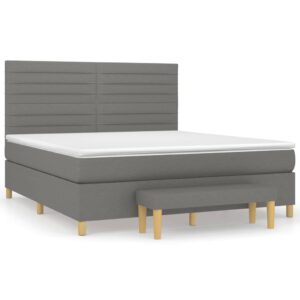 Κρεβάτι Boxspring με Στρώμα Σκούρο Γκρι 180x200 εκ Υφασμάτιν