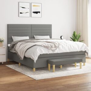 Κρεβάτι Boxspring με Στρώμα Σκούρο Γκρι 180x200 εκ Υφασμάτιν