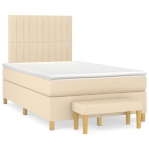 Κρεβάτι Boxspring με Στρώμα Κρεμ 120x200 εκ. Υφασμάτινο