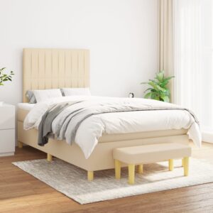 Κρεβάτι Boxspring με Στρώμα Κρεμ 120x200 εκ. Υφασμάτινο