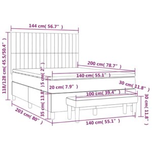 Κρεβάτι Boxspring με Στρώμα Κρεμ 140x200 εκ. Υφασμάτινο