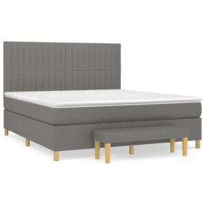 Κρεβάτι Boxspring με Στρώμα Σκούρο Γκρι 180x200 εκ Υφασμάτιν