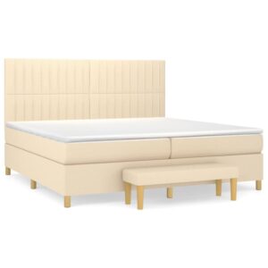 Κρεβάτι Boxspring με Στρώμα Κρεμ 200x200 εκ. Υφασμάτινο