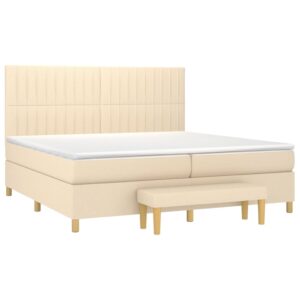 Κρεβάτι Boxspring με Στρώμα Κρεμ 200x200 εκ. Υφασμάτινο