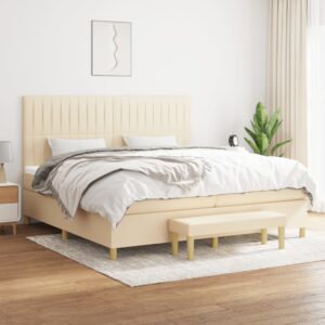 Κρεβάτι Boxspring με Στρώμα Κρεμ 200x200 εκ. Υφασμάτινο