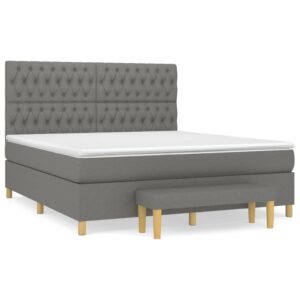 Κρεβάτι Boxspring με Στρώμα Σκούρο Γκρι 180x200 εκ Υφασμάτιν