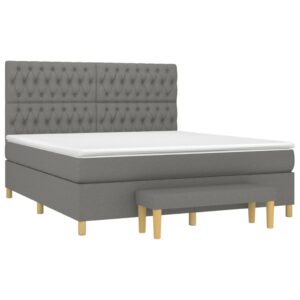 Κρεβάτι Boxspring με Στρώμα Σκούρο Γκρι 180x200 εκ Υφασμάτιν