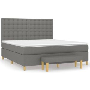 Κρεβάτι Boxspring με Στρώμα Σκούρο Γκρι 180x200 εκ Υφασμάτιν