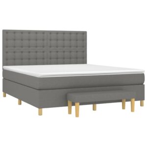 Κρεβάτι Boxspring με Στρώμα Σκούρο Γκρι 180x200 εκ Υφασμάτιν