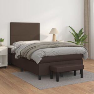 Κρεβάτι Boxspring με Στρώμα Καφέ 120x200εκ. από Συνθετικό Δέρμα