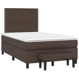 Κρεβάτι Boxspring με Στρώμα Καφέ 120x200εκ. από Συνθετικό Δέρμα