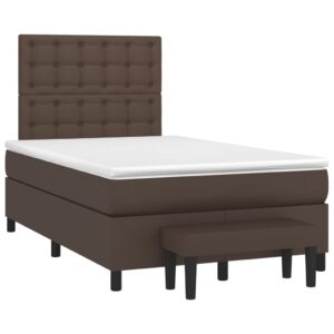 Κρεβάτι Boxspring με Στρώμα Καφέ 120x200εκ. από Συνθετικό Δέρμα