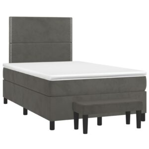 Κρεβάτι Boxspring με Στρώμα Σκούρο Γκρι 120x200 εκ. Βελούδινο