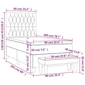 Κρεβάτι Boxspring με Στρώμα Σκούρο Γκρι 90x200 εκ. Βελούδινο