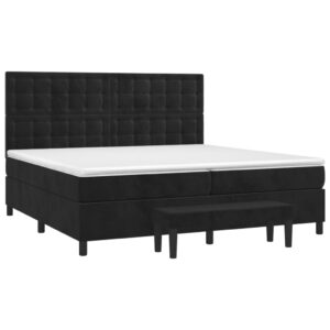 Κρεβάτι Boxspring με Στρώμα Μαύρο 200x200 εκ. Βελούδινο