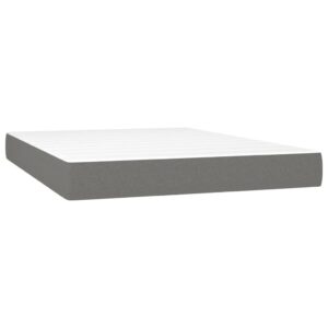 Κρεβάτι Boxspring με Στρώμα Σκούρο Γκρι 160x200 εκ Υφασμάτινο