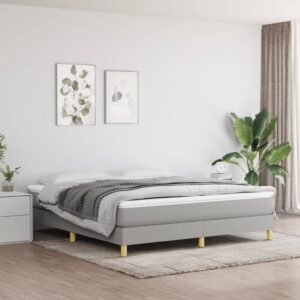 Κρεβάτι Boxspring με Στρώμα Ανοιχτό Γκρι 180x200 εκ. Υφασμάτινο