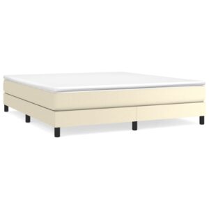 Κρεβάτι Boxspring με Στρώμα Κρεμ 180x200 εκ. Συνθετικό Δέρμα