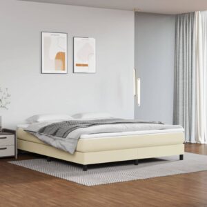 Κρεβάτι Boxspring με Στρώμα Κρεμ 180x200 εκ. Συνθετικό Δέρμα