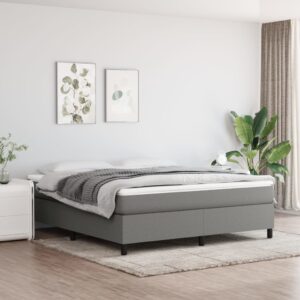 Κρεβάτι Boxspring με Στρώμα Σκούρο Γκρι 180x200 εκ Υφασμάτιν