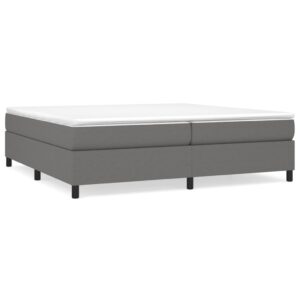 Κρεβάτι Boxspring με Στρώμα Σκούρο Γκρι 200x200 εκ. Υφασμάτινο